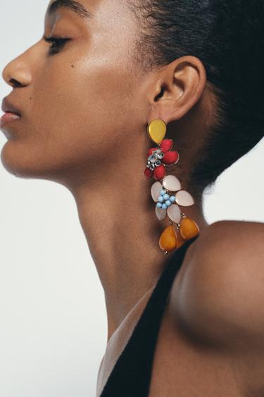 Zara JEWEL BEAD FLOWER EARRINGS - Multicolored - Image 0