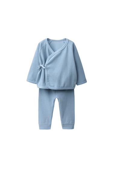 WAFFLE-KNIT WRAP T-SHIRT AND LEGGINGS SET - Bluish by Zara
