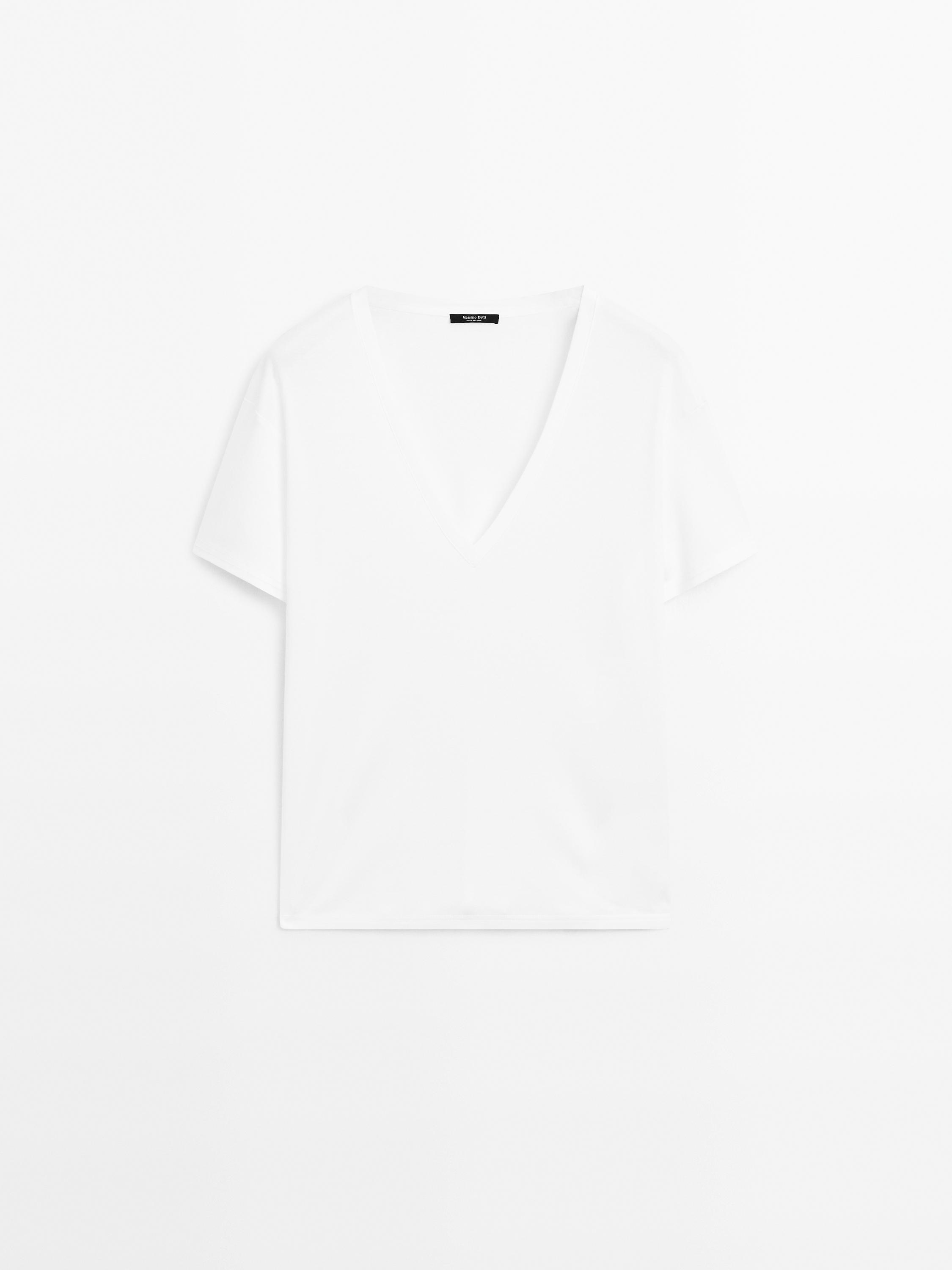 T-shirt 100 % coton à col en V