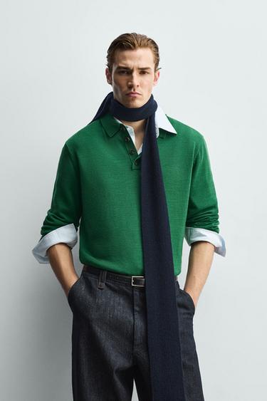 WOOL KNIT POLO SHIRT - Green by Zara
