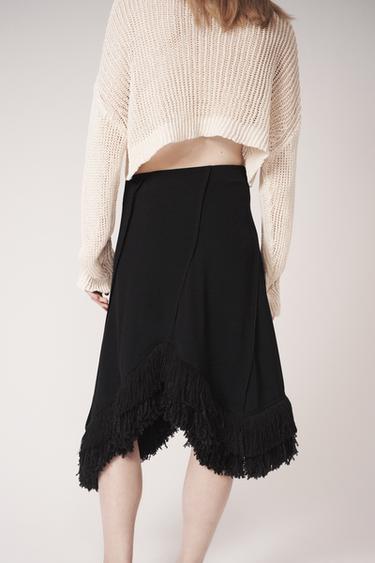JUPE À FRANGES ASYMÉTRIQUE - THE ITEM - Noir de Zara - Image 3