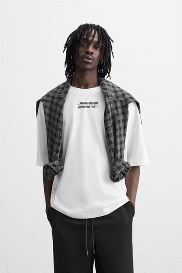 CAMISETA ESTAMPADO COMBINADO - Blanco roto de Zara