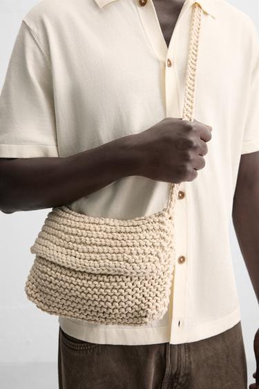 MACRAMÉ CROSSBODY BAG - Ecru White by Zara - Image 0