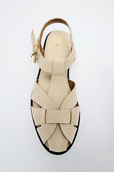 LEATHER CAGE SANDALS - Sand Brown by Zara