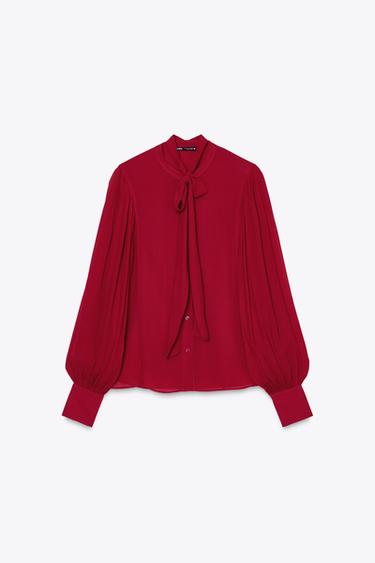 SCHLEIFENBLUSE ZW COLLECTION - Rot von Zara - Bild 0