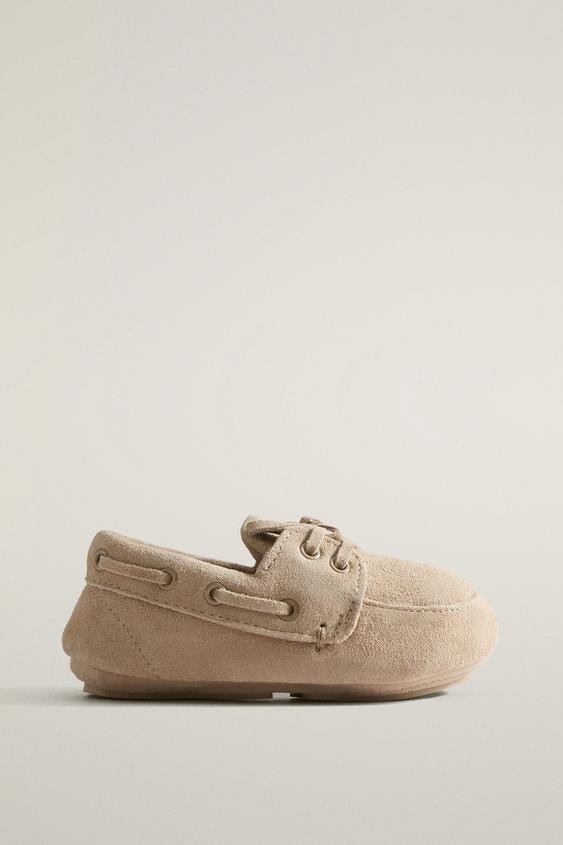 LOAFERS I LÄDER FÖR BARN - Beige | ZARA Sverige / Sweden