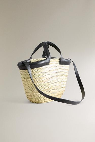 MINI TOTE BAG WITH LEATHER DETAIL - Black by Zara - Image 2