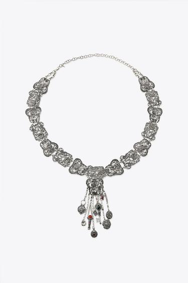 METALLGÜRTEL MIT BLUMEN-CHARMS - Silber von Zara