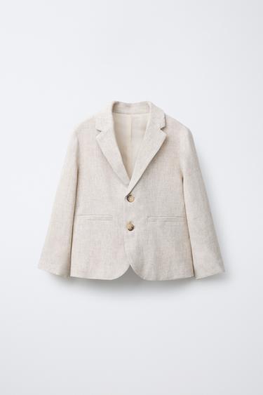Zara LINEN BLEND SUIT JACKET - Light beige