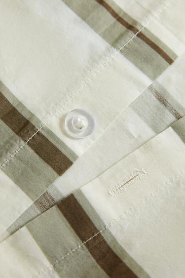 STRIPED PERCALE DUVET COVER (300 THREAD COUNT) - Oyster-white by Zara