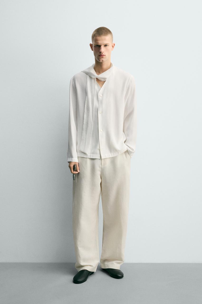 white flowy dress shirt Bella Dahl Flowy Tie Waist Shirt- White – By Request main image 1