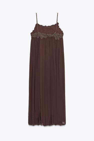 ROBE LONGUE BRODÉE ZW COLLECTION - Marron de Zara - Image 6