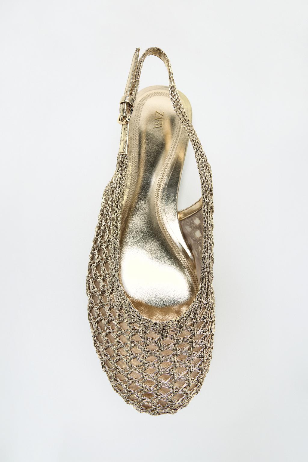 METALLIC BRAIDED EFFECT SLINGBACK BALLET FLATS