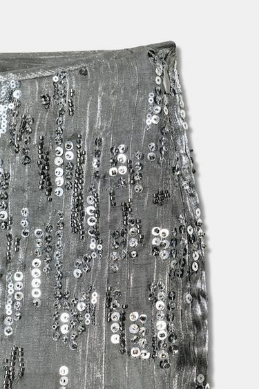 SHORT MINI PAILLETTES - Argent de Zara - Image 5