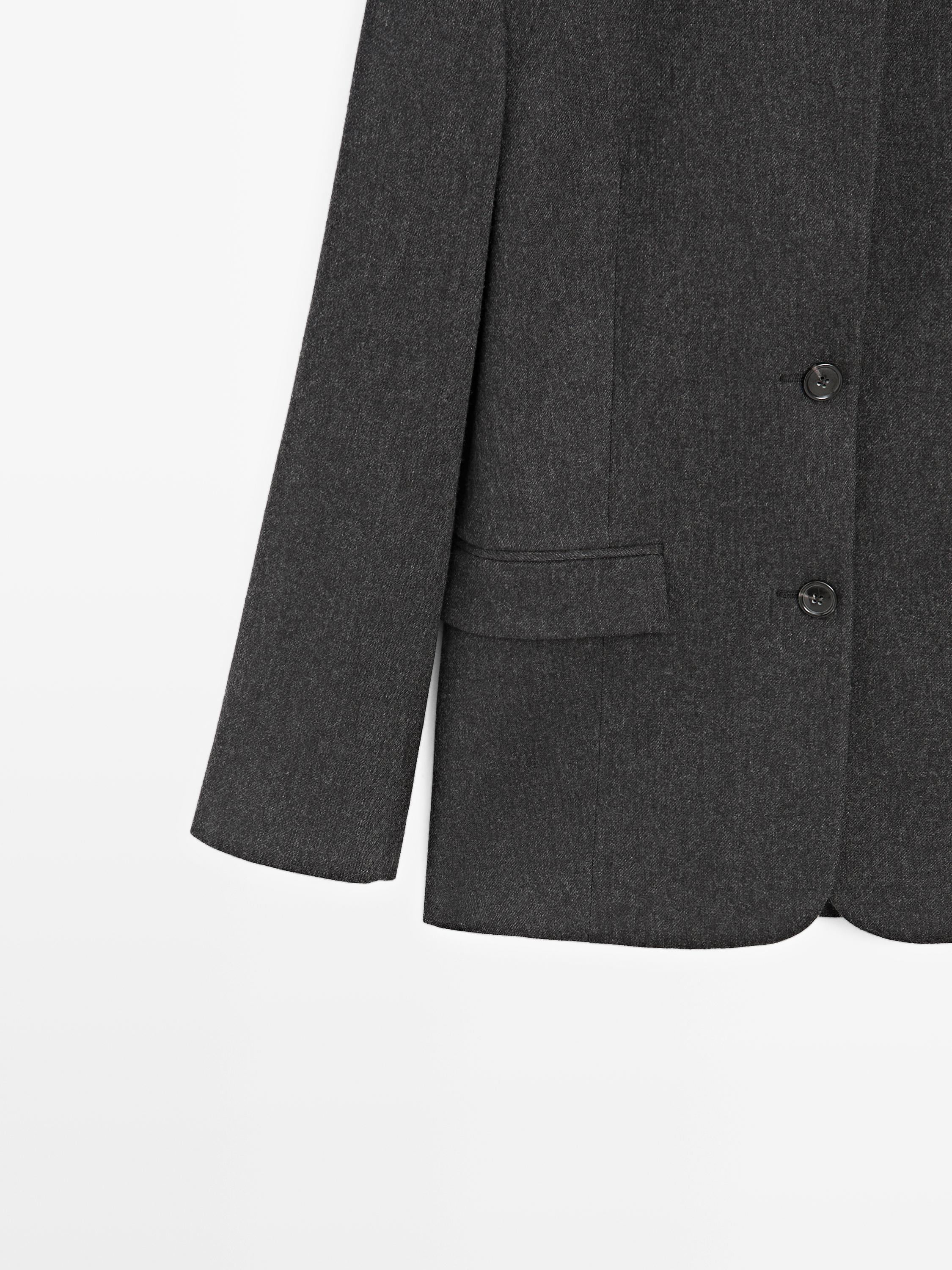 Wool blend three-button blazer