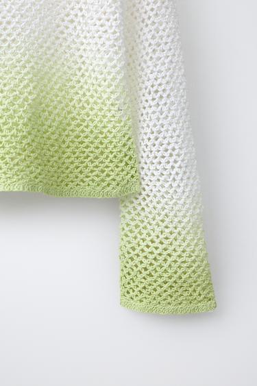 PULL RÉSILLE DÉGRADÉ - Écru / Vert de Zara - Image 3