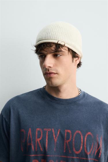Zara 100% LINEN KNIT HAT - Ecru - Image 0