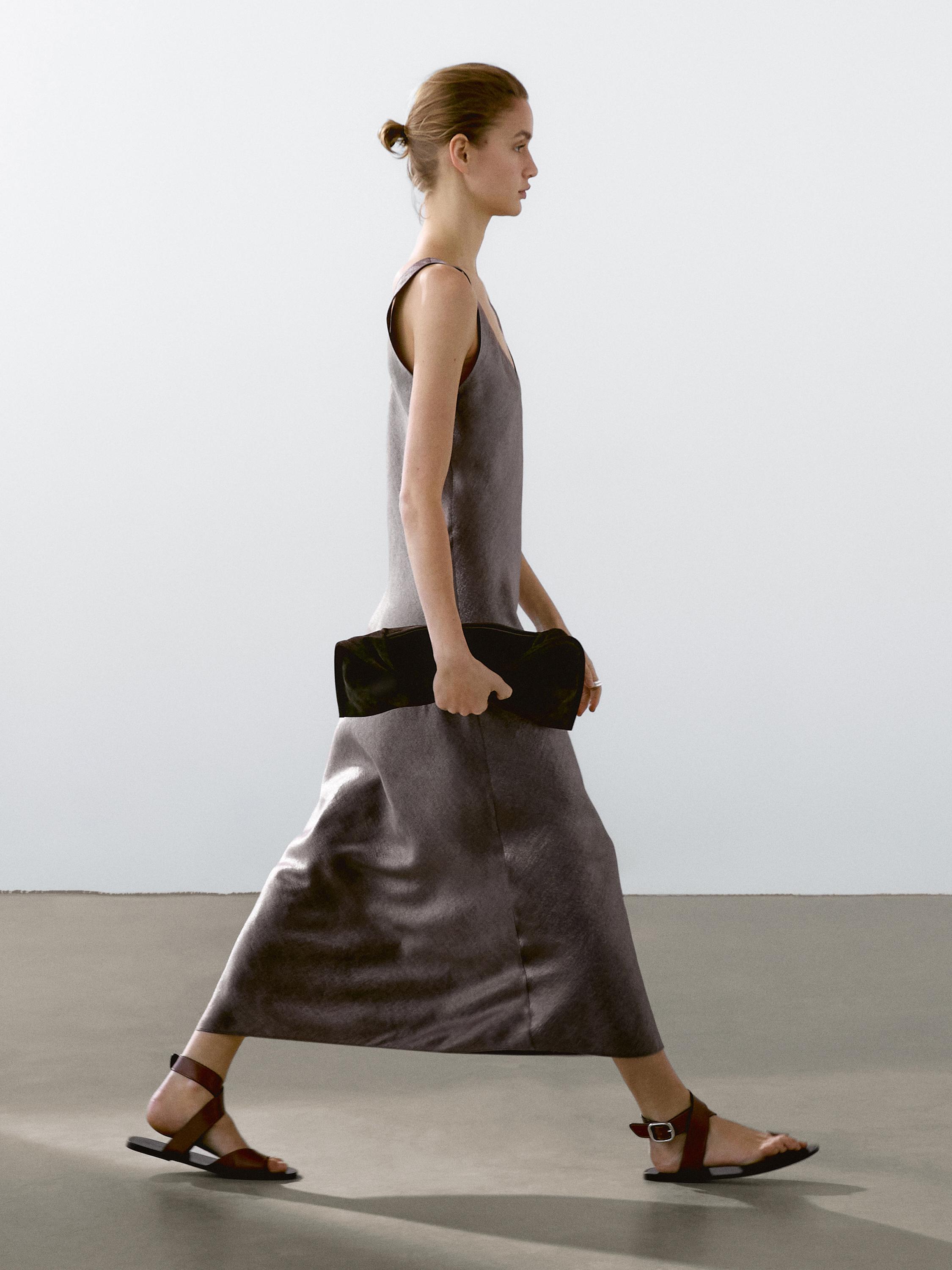 Robe midi en lin mélangé