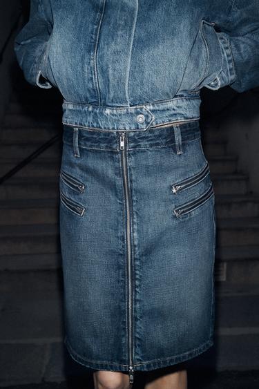 TRF ZIPPED DENIM SKIRT - Indigo by Zara