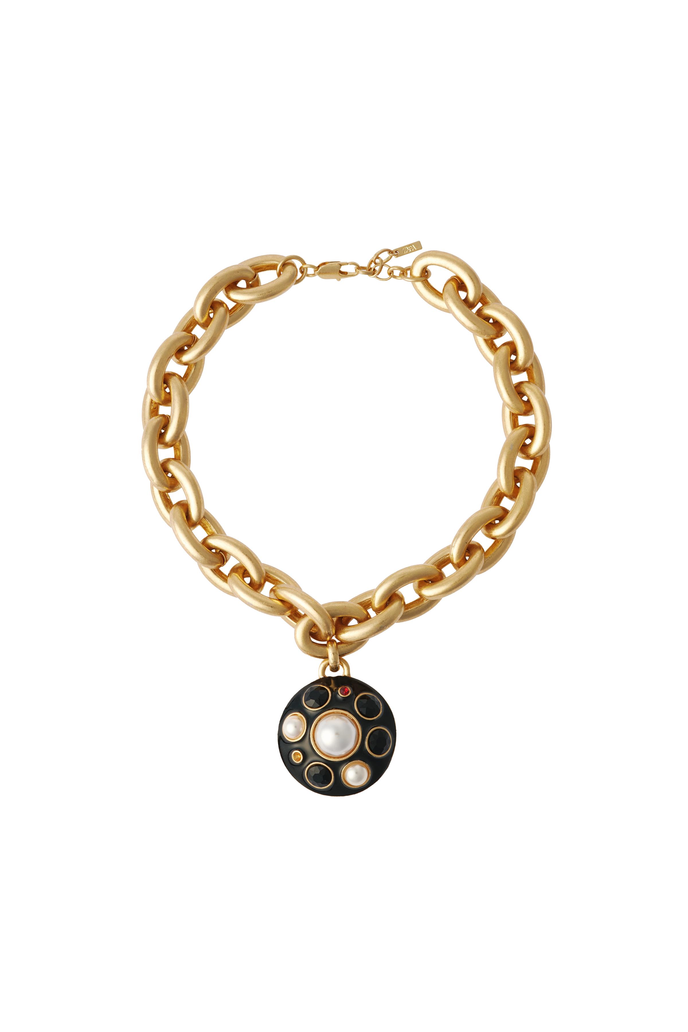 Willy Chavarria × Zara ネックレス WILLY CHAVARRIA X ZARA PEARL JEWELED MAXI LINK NECKLACE - Golden