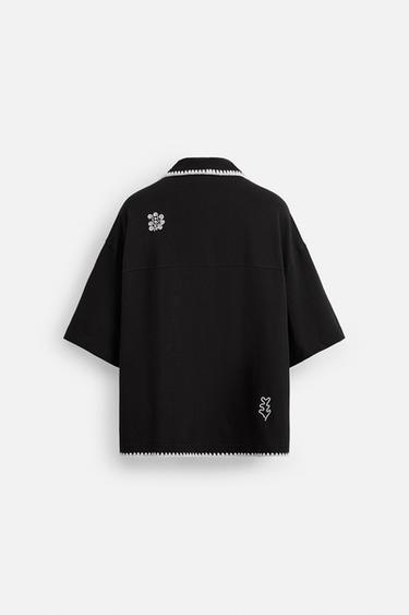 CHEMISE BRODERIES CONTRASTE - Noir de Zara - Image 6