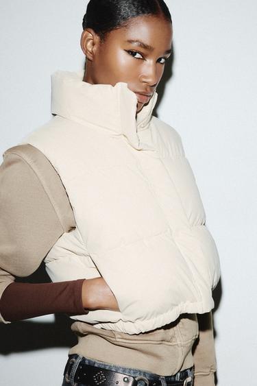 RUBBERISED QUILTED GILET - Light beige by Zara - Image 2