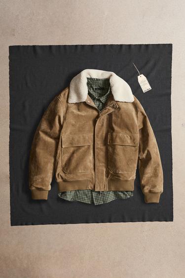 КУРТКА ИЗ ЗАМШИ И ИСКУССТВЕННОЙ ОВЧИНЫ — БЕЖЕВЫЙ от Zara