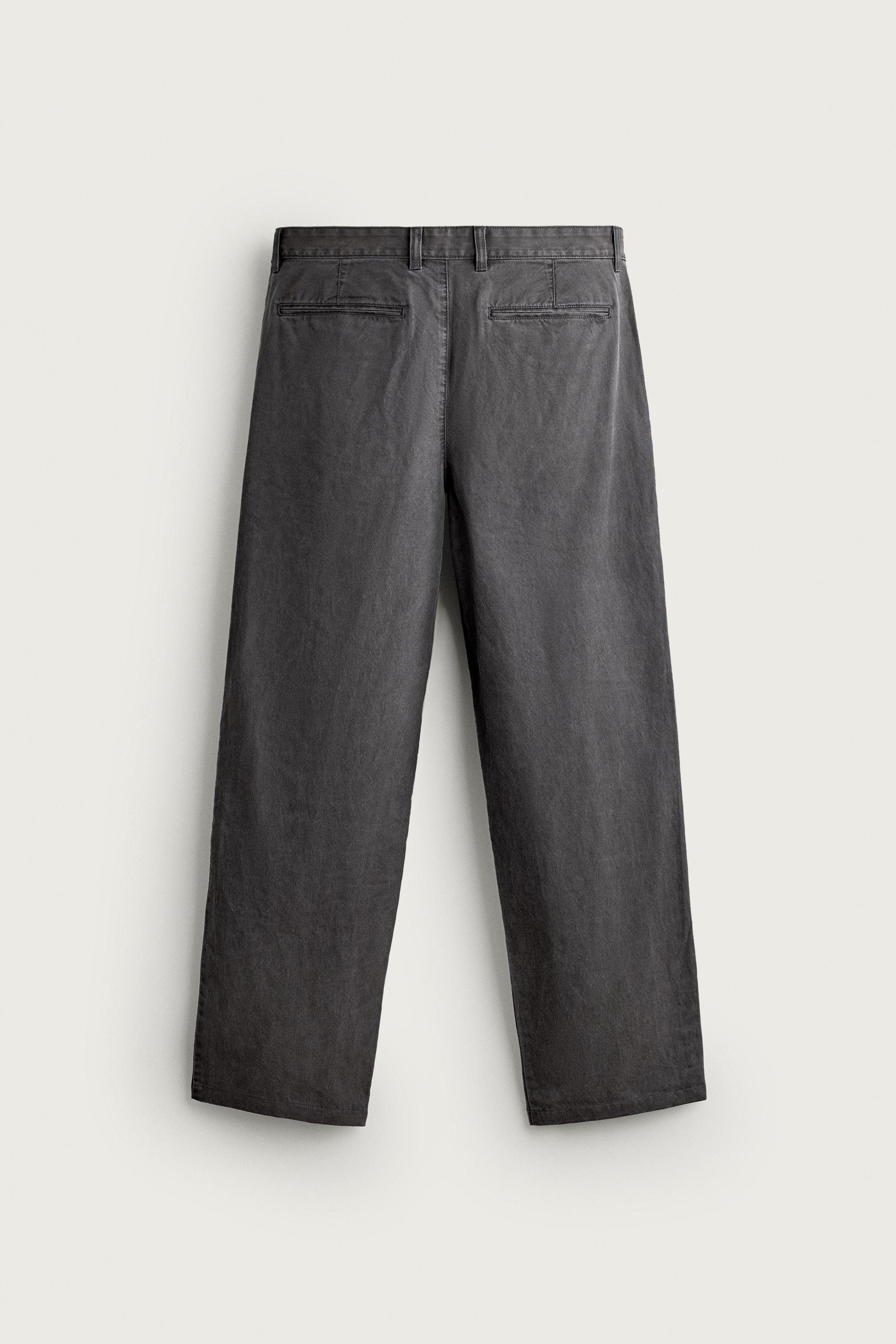 Мужские джинсы Zara RELAXED FIT PLEATED CHINO PANTS — фото 6