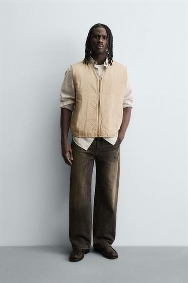 WASHED TOPSTITCHED WAISTCOAT - Sand by Zara