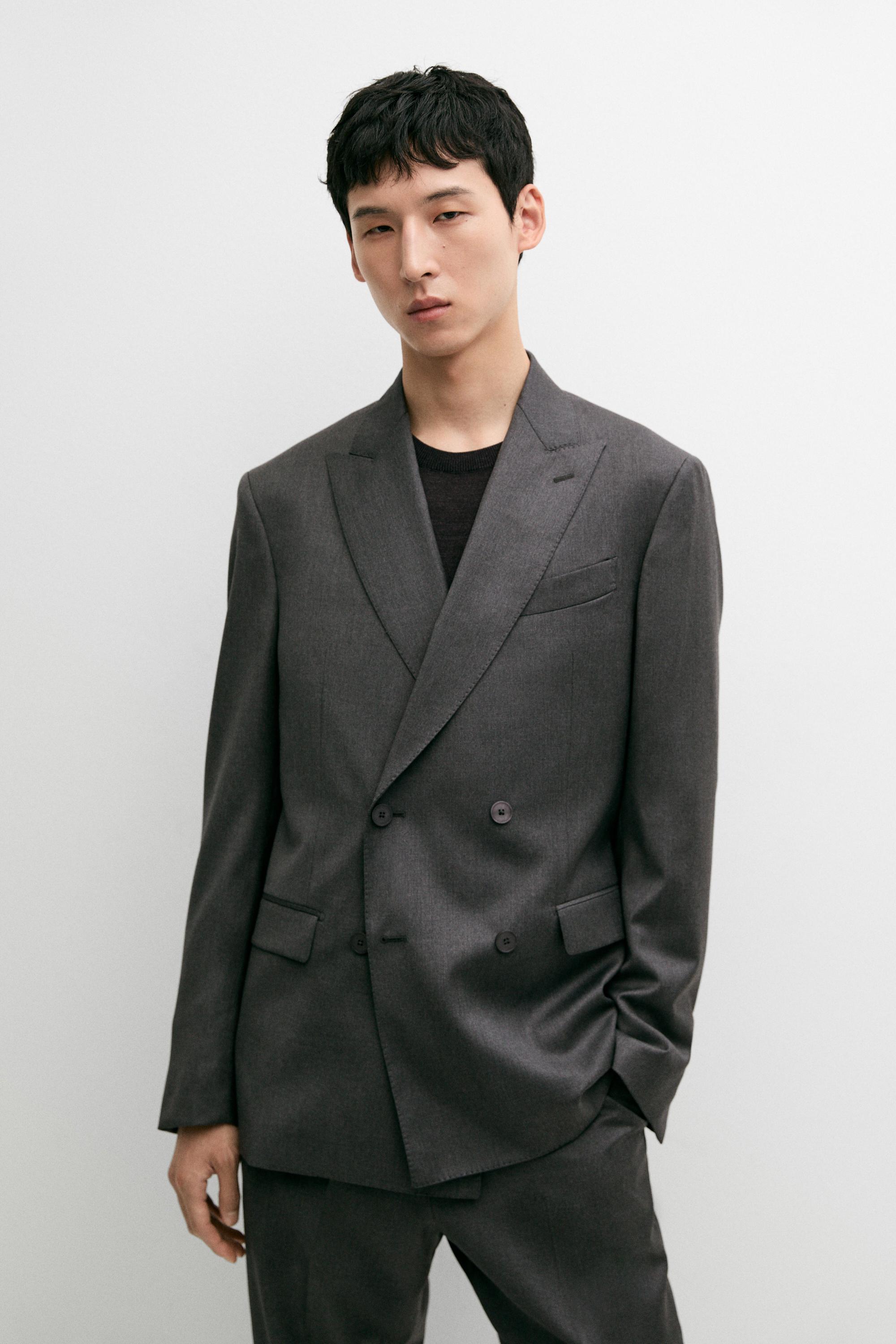 Blazer de costume croisé 100 % laine froide