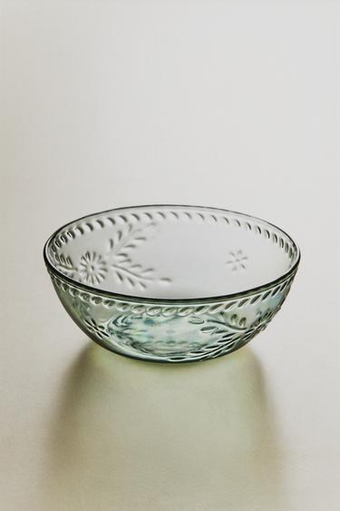 AKRYLSKÅL MED BLOMSTERMØNSTER - blågrøn fra Zara