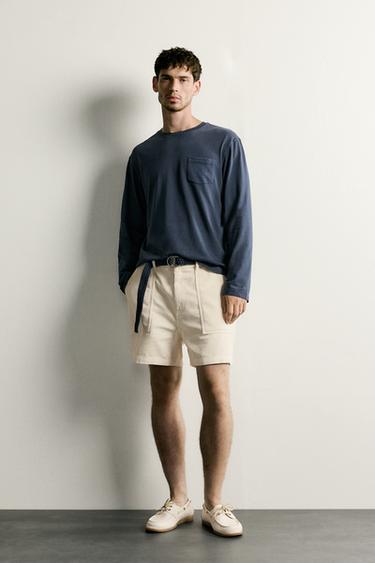 Zara PIKKADE VARRUKATEGA REGULAR FIT T-SÄRK - Meresinine - Pilt 0