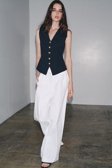 TOP CHALECO PUNTO LISO - Marino de Zara