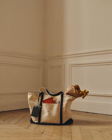 BORSA SHOPPER STRUTTURA A CONTRASTO - Écru di Zara