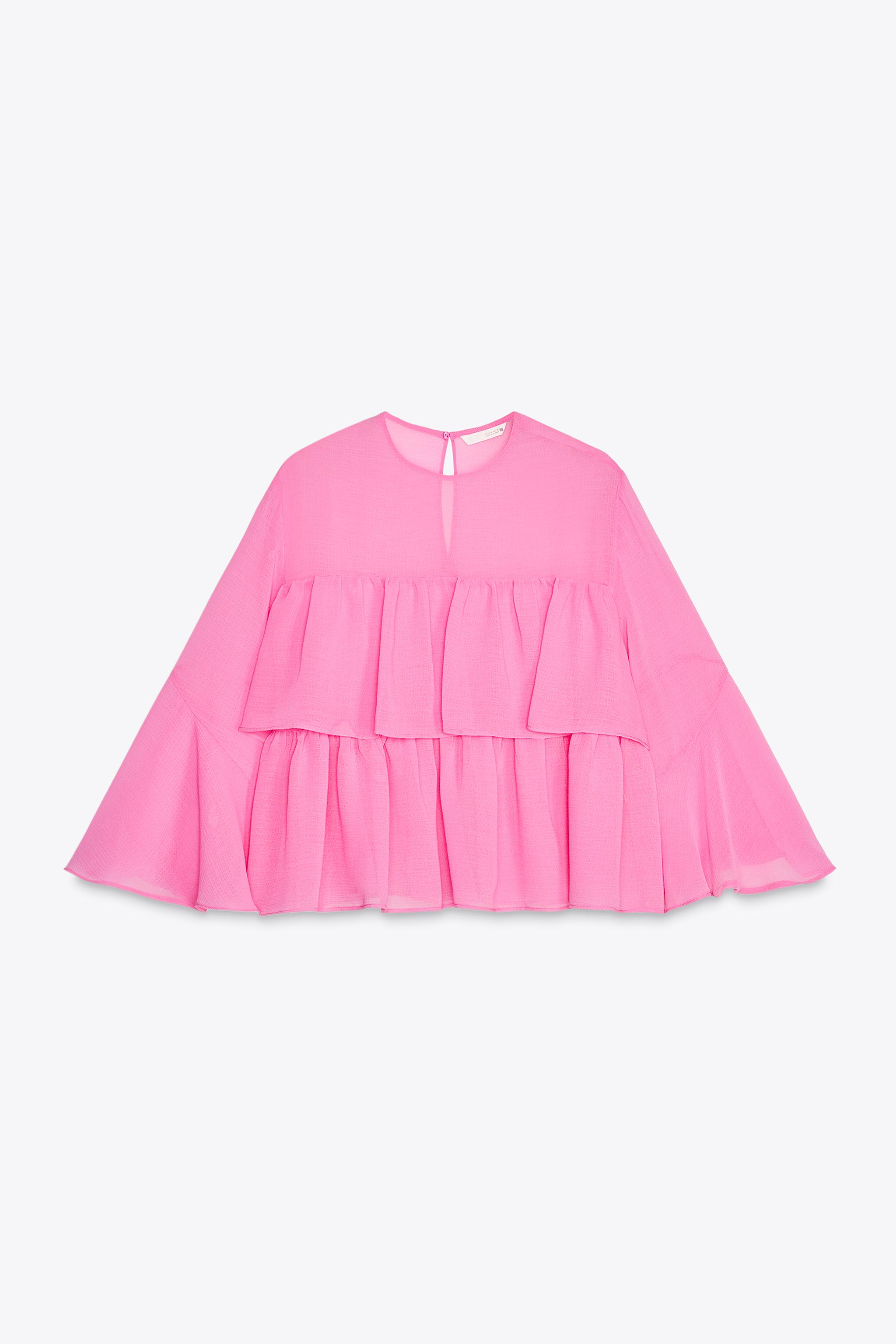 RUFFLED BLOUSE - Mid-pink | ZARA United States