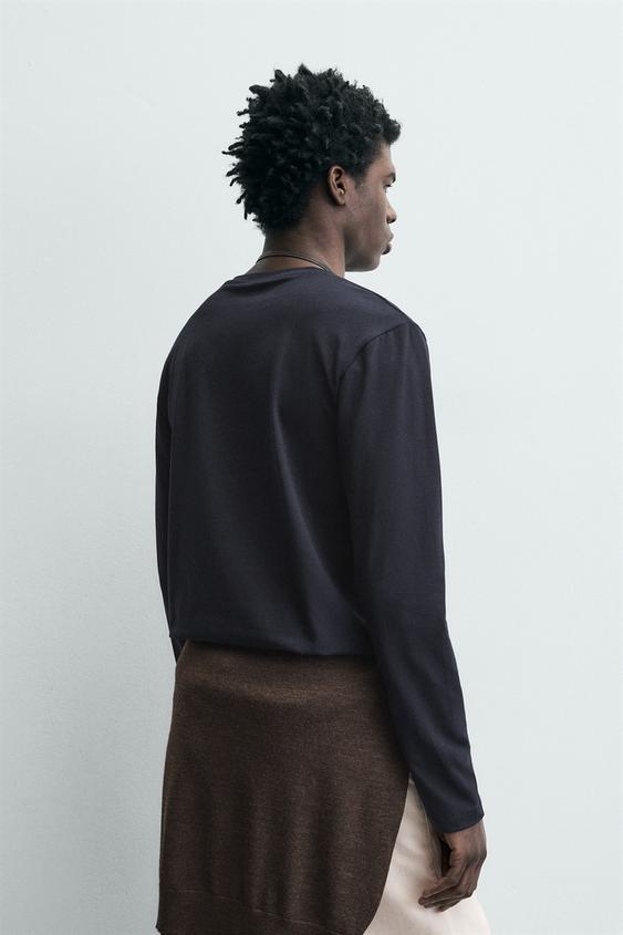 CAMISETA SLIM FIT BÁSICA - Marino de Zara - Imagen 0