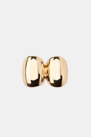 DOUBLE METAL RING - Golden by Zara