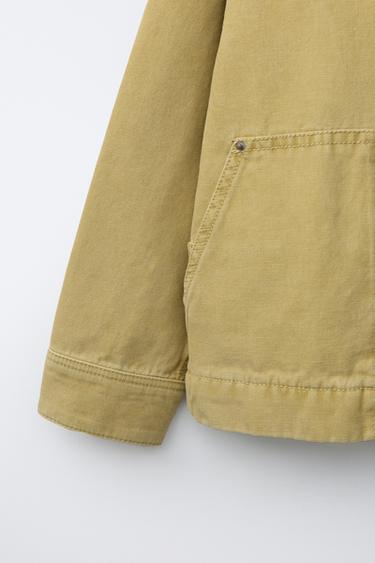 SURCHEMISE EN TOILE À POCHES - Moutarde de Zara - Image 3