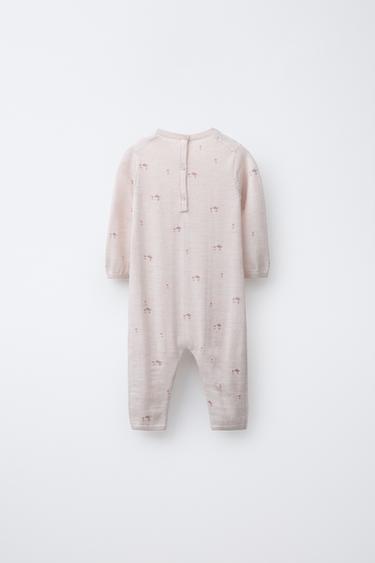BIRD PRINT 100% WOOL JUMPSUIT - Pale pink by Zara - Image 1