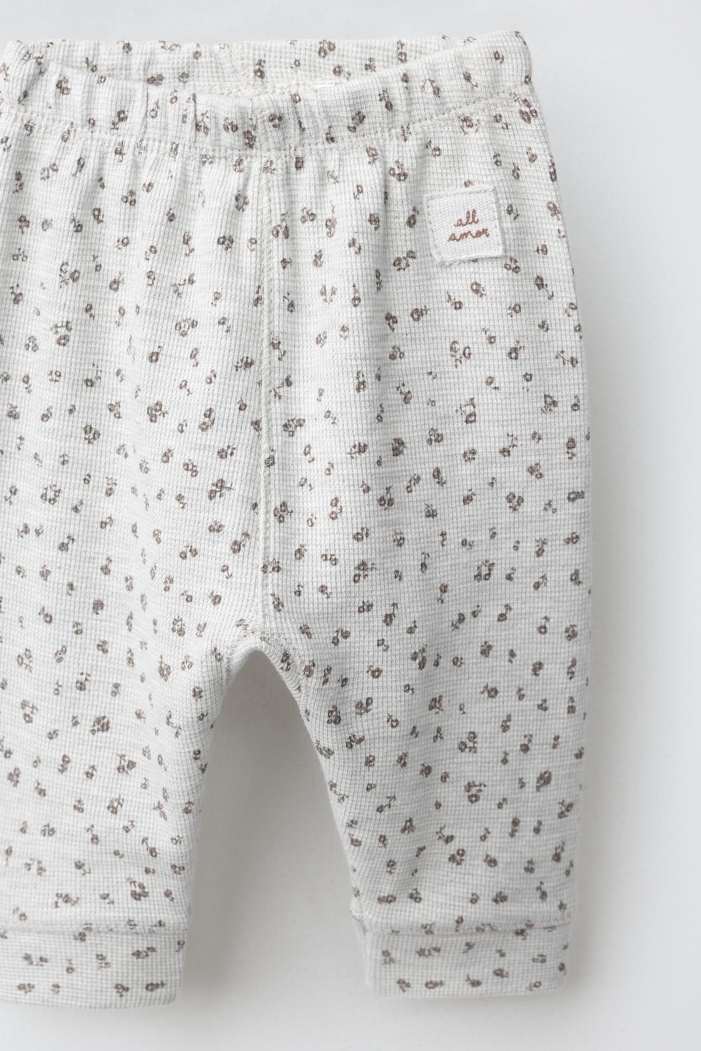 Детский комплект Zara Floral Waffle Top and Pants Set, цвет: Серый меланжевый — фото 7