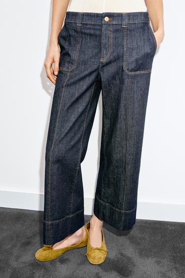 Z1975 MID-WAIST CULOTTES JEANS - Blue by Zara - Image 4