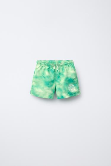 Zara 6-14 YEARS/ TIE-DYE SWIM SHORTS - Green