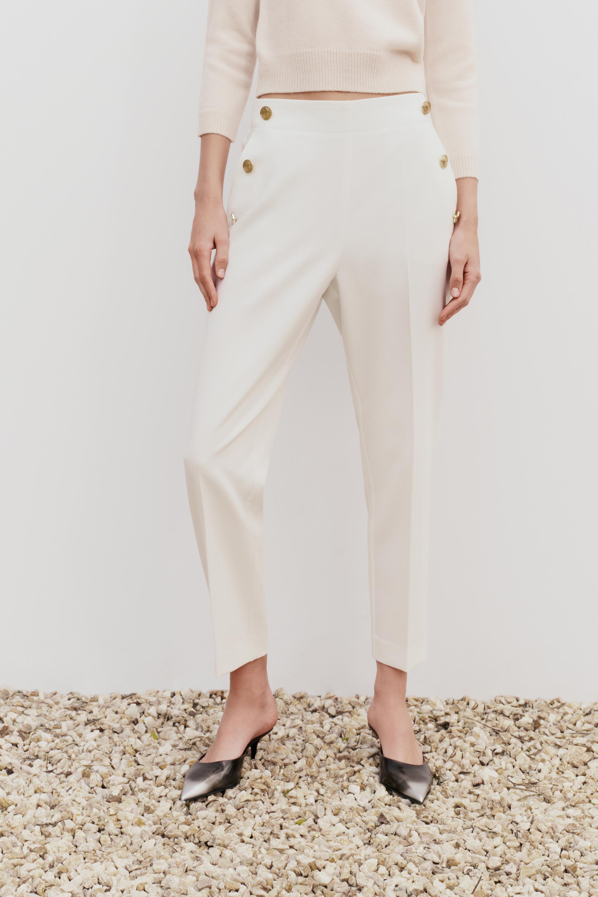 ZARA Embroidered Linen High Waist Straight Pants Trousers S-L NWT 2731/046  