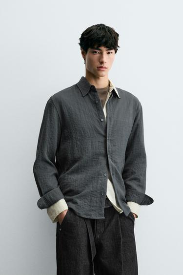 FLOWING RELAXED FIT SHIRT - Grey by Zara
