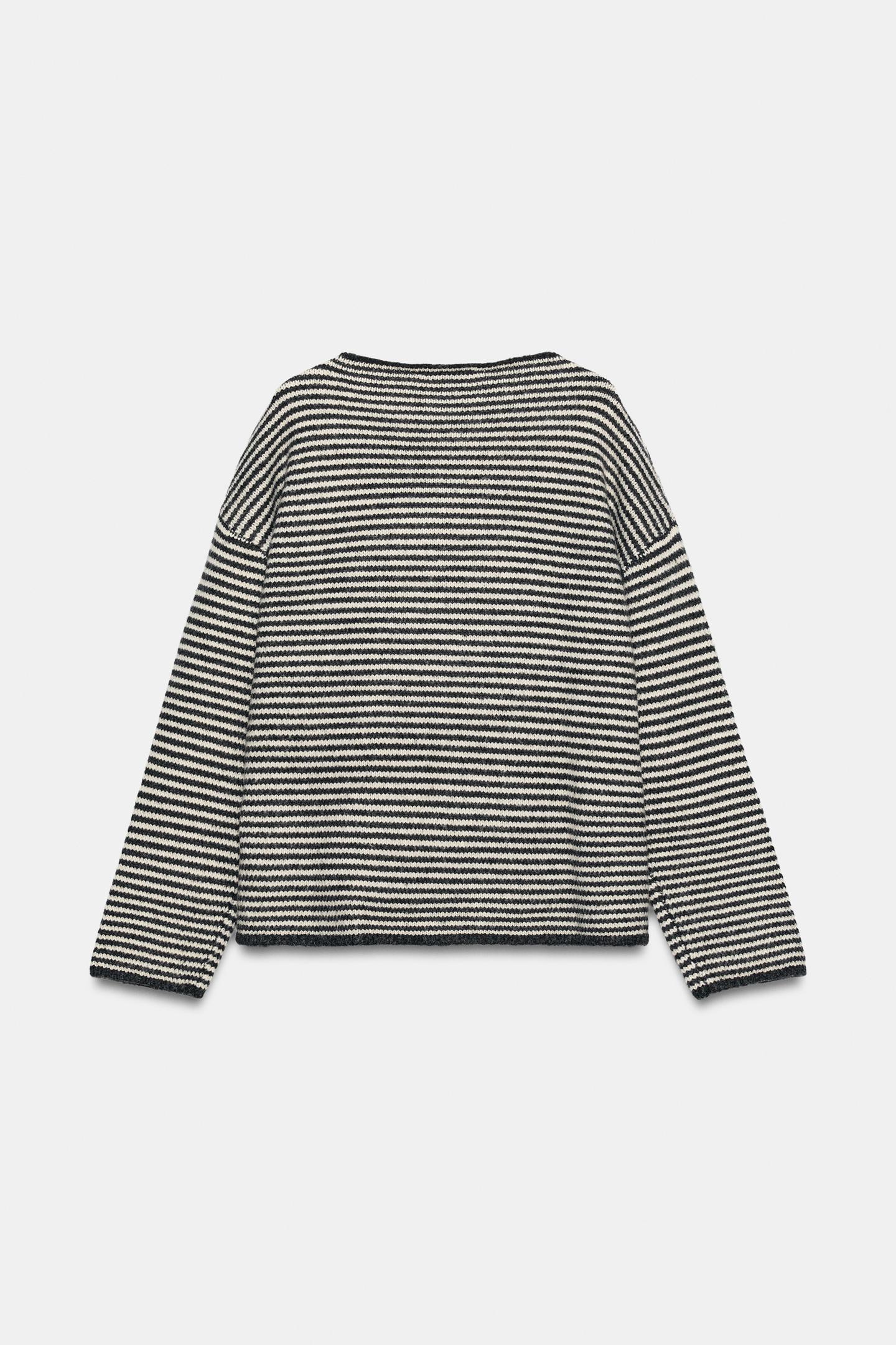 Женский свитер Zara Striped Knit, цвет: Серый — фото 6