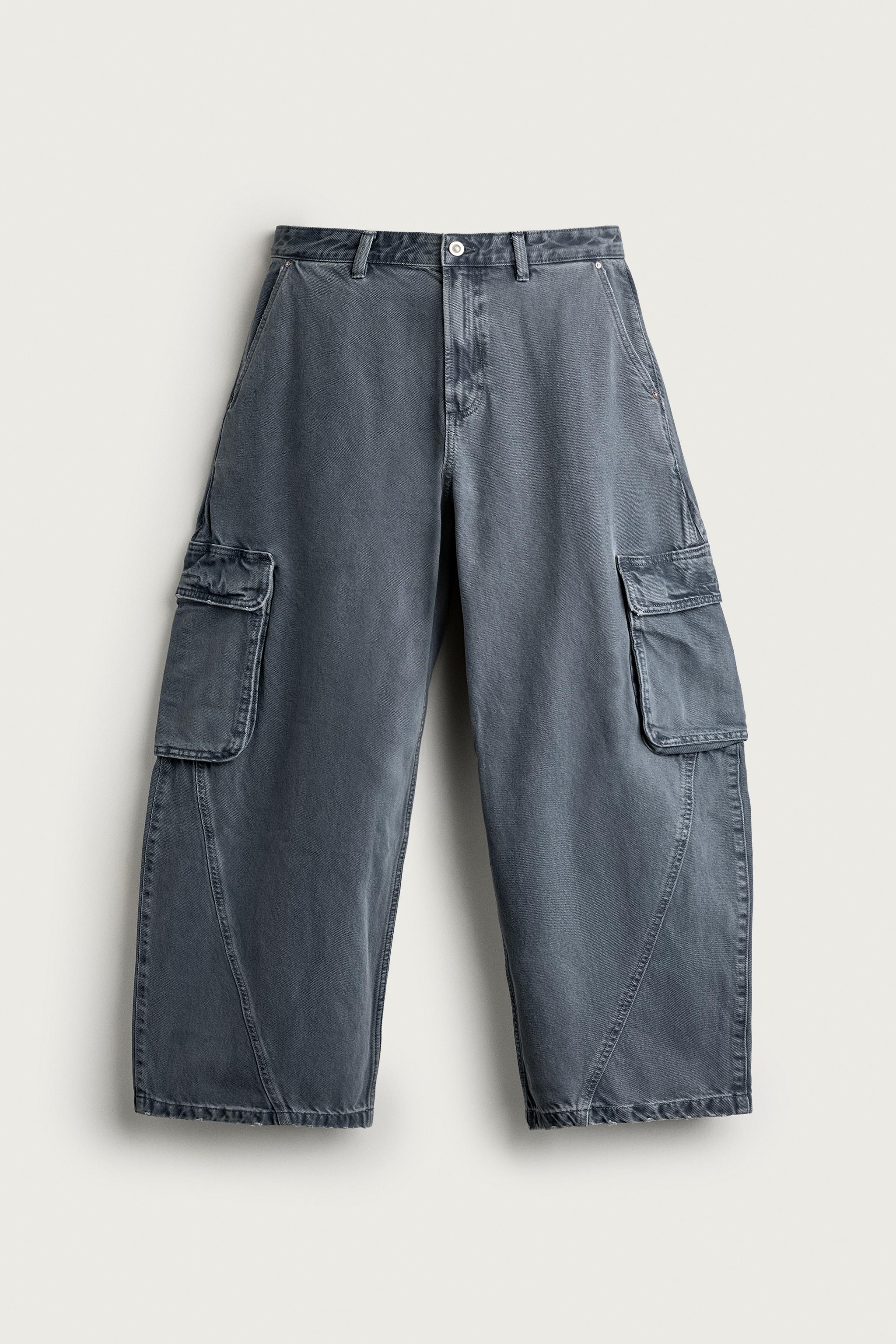 BALLOON-FIT CARGO PANTS WITH SEAMS