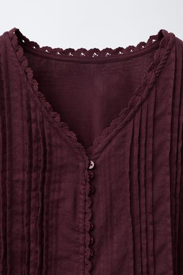 TEXTURED ROMANTIC SHIRT - Burgundy by Zara - Image 2