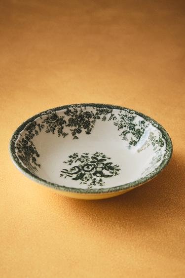 FLORAL EARTHENWARE BOWL - Dark olive by Zara - Image 5
