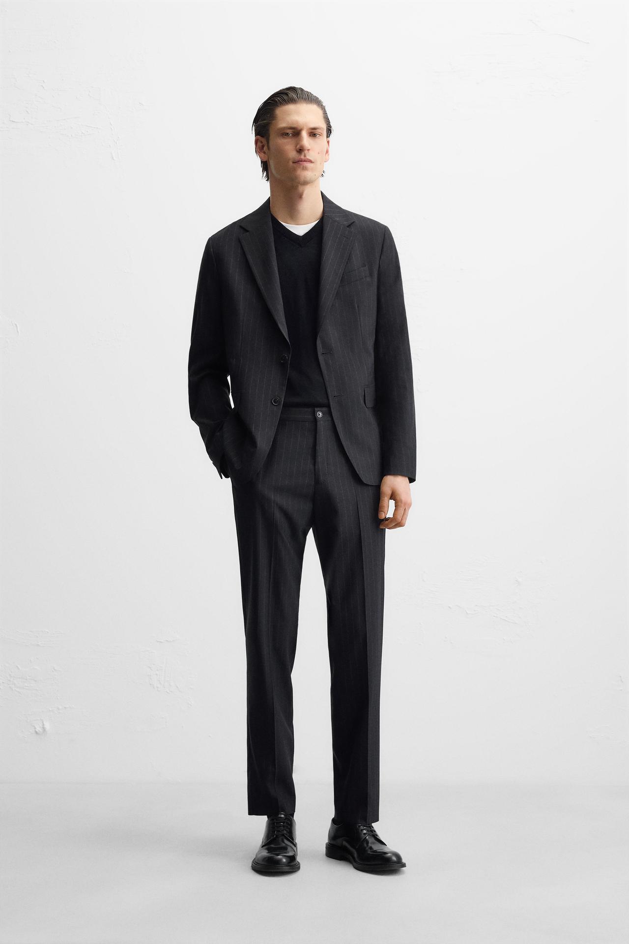 PINSTRIPED SUIT BLAZER - Navy blue by Zara