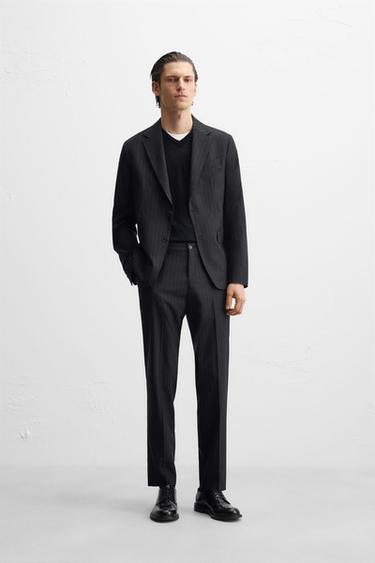 PINSTRIPED SUIT BLAZER - Navy blue by Zara